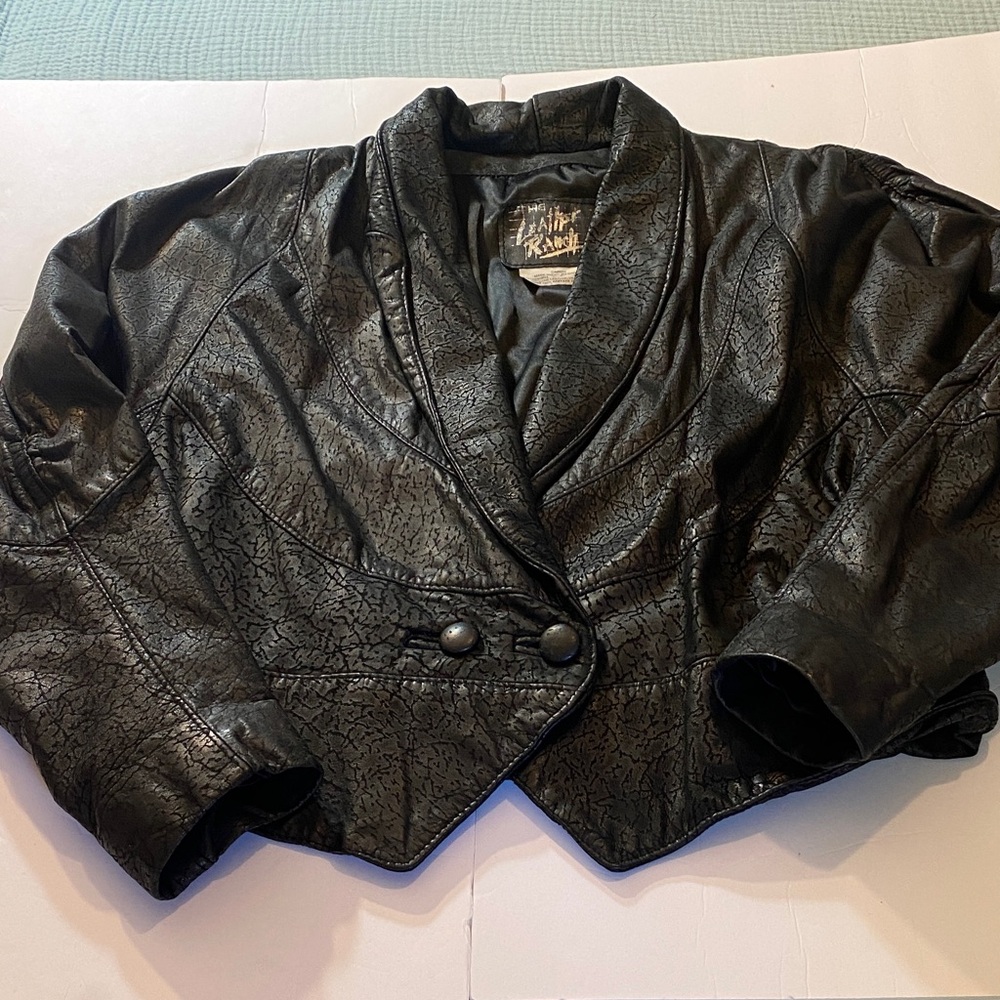 Vintage Late 80’s Textured Soft Supple Black Leather Bomber Jacket